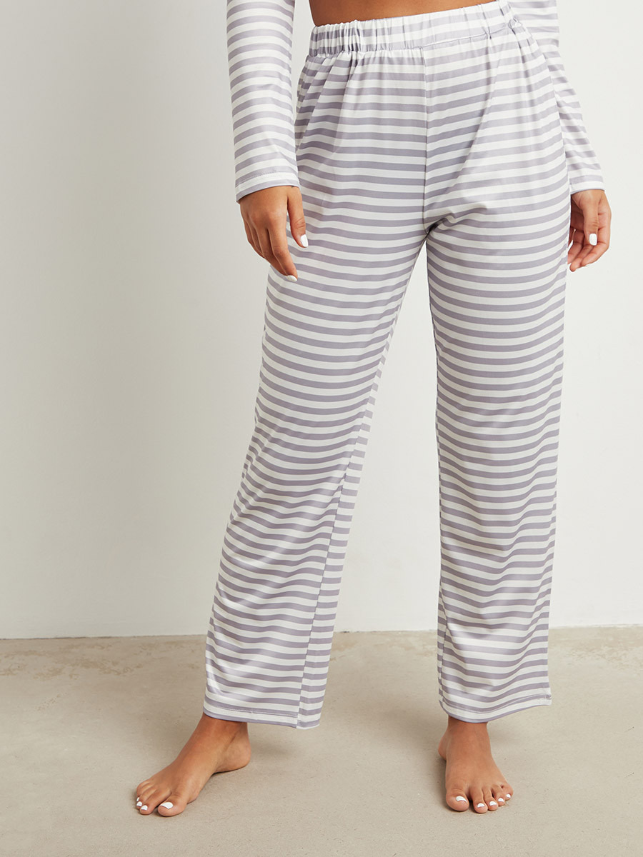 Styli Striped Button Through Long Sleeves Shirt and Pyjama Set-women-clothing-nightwear-pyjamas-bottoms-image-5