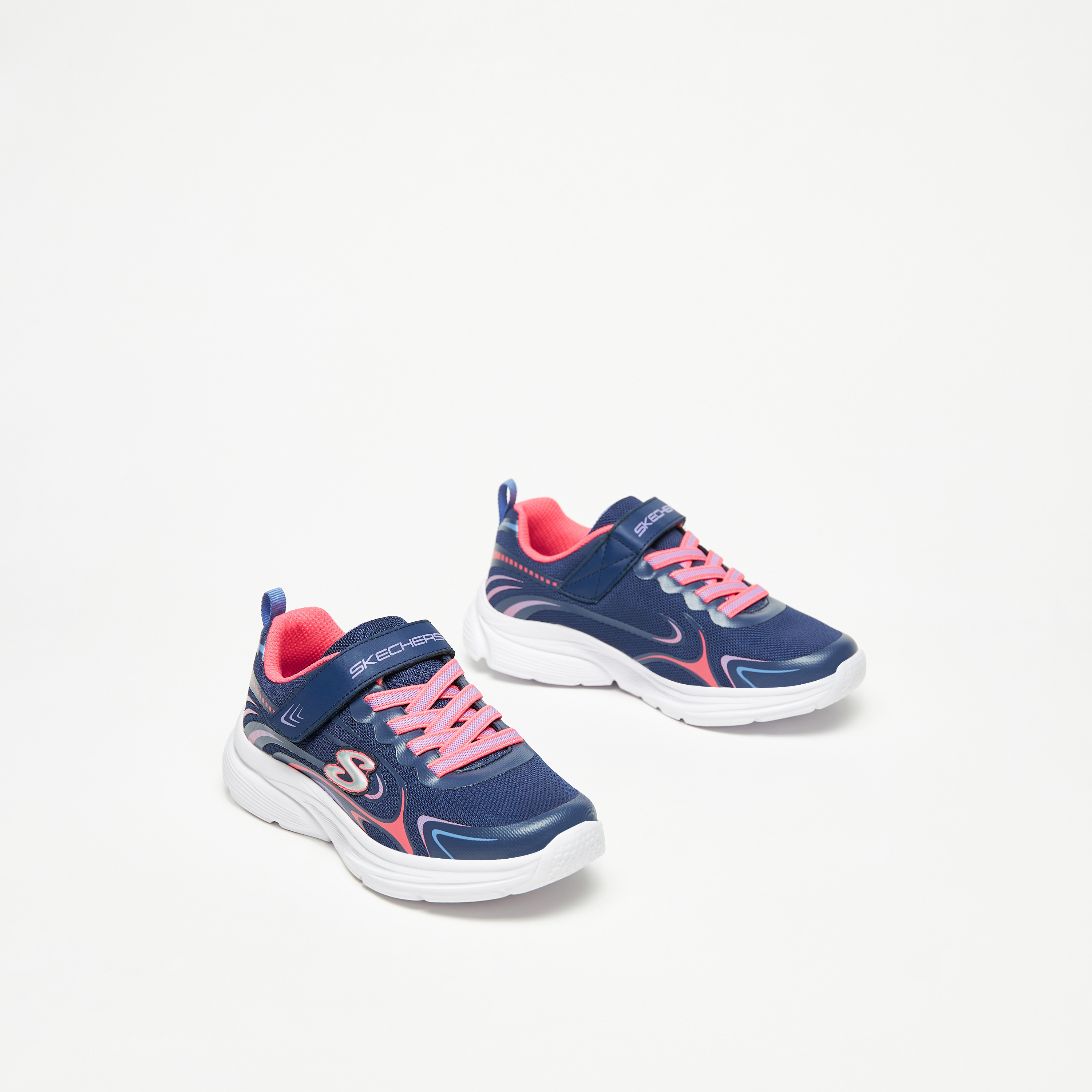 سكيتشرز حذاء رياضي ويفي لايتس مضيء ميموري فوم كاحل منخفض للبنات 303520L-AQPK | OE-girls-shoes-sneakers-image-1