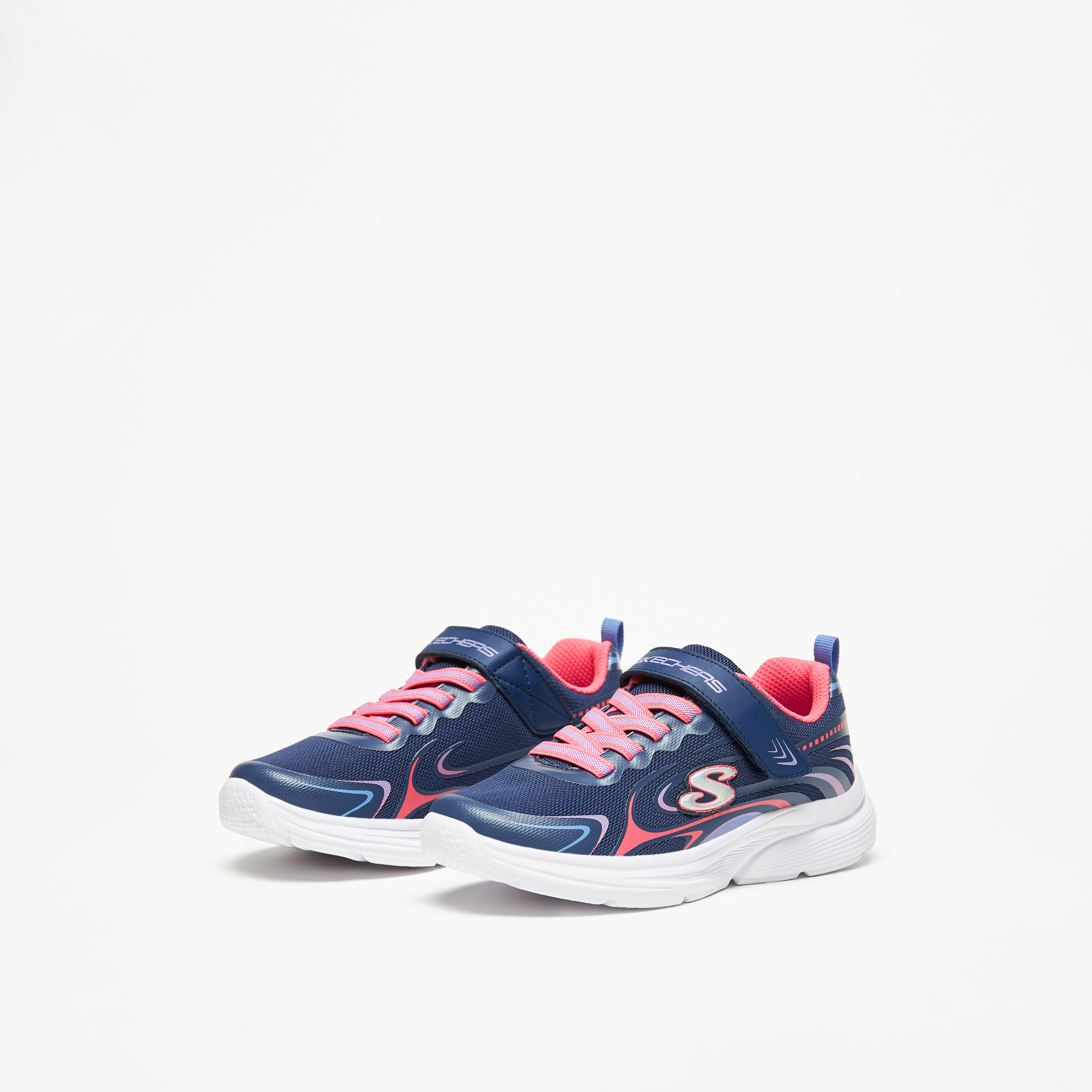 سكيتشرز حذاء رياضي ويفي لايتس مضيء ميموري فوم كاحل منخفض للبنات 303520L-AQPK | OE-girls-shoes-sneakers-image-2