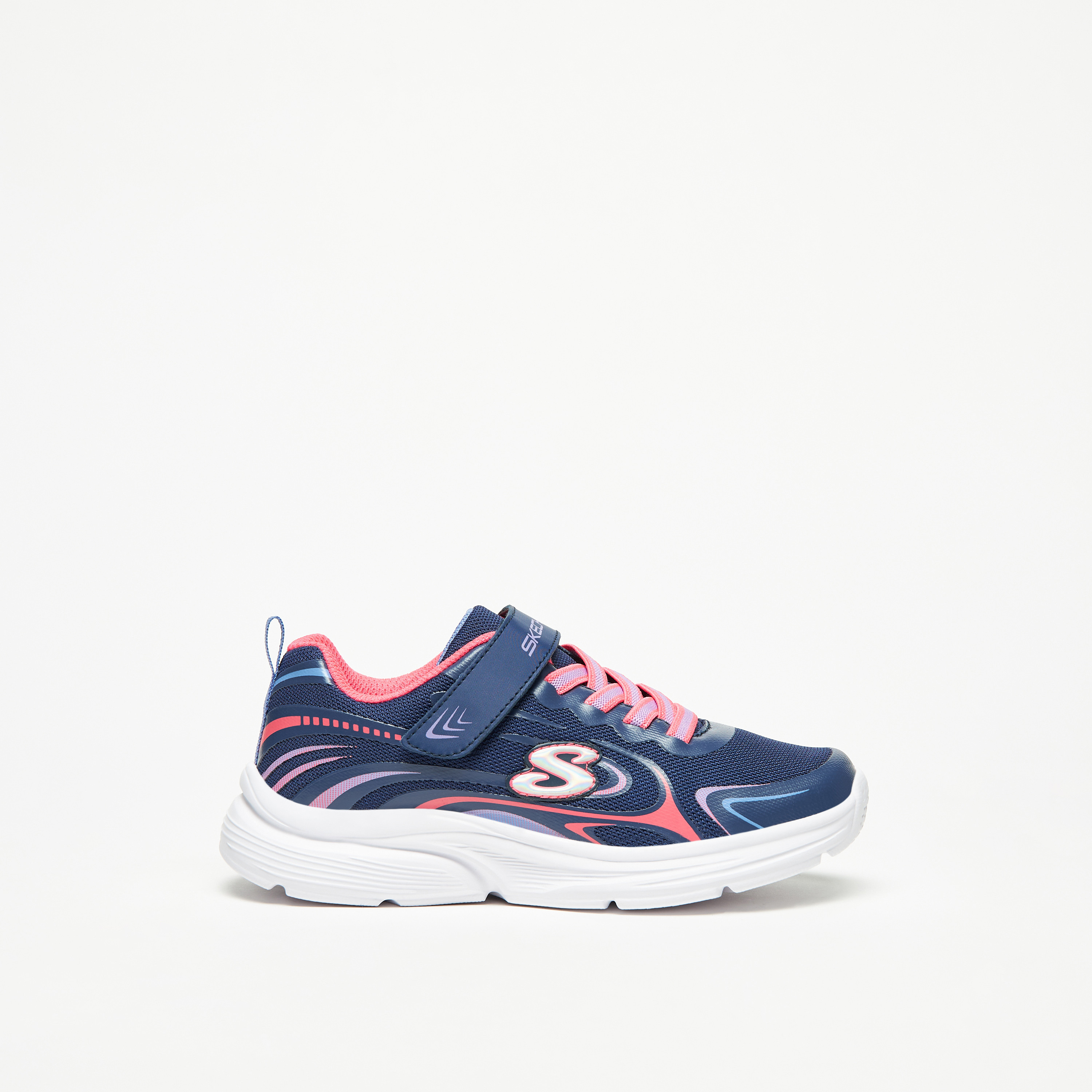 سكيتشرز حذاء رياضي ويفي لايتس مضيء ميموري فوم كاحل منخفض للبنات 303520L-AQPK | OE-girls-shoes-sneakers-image-4