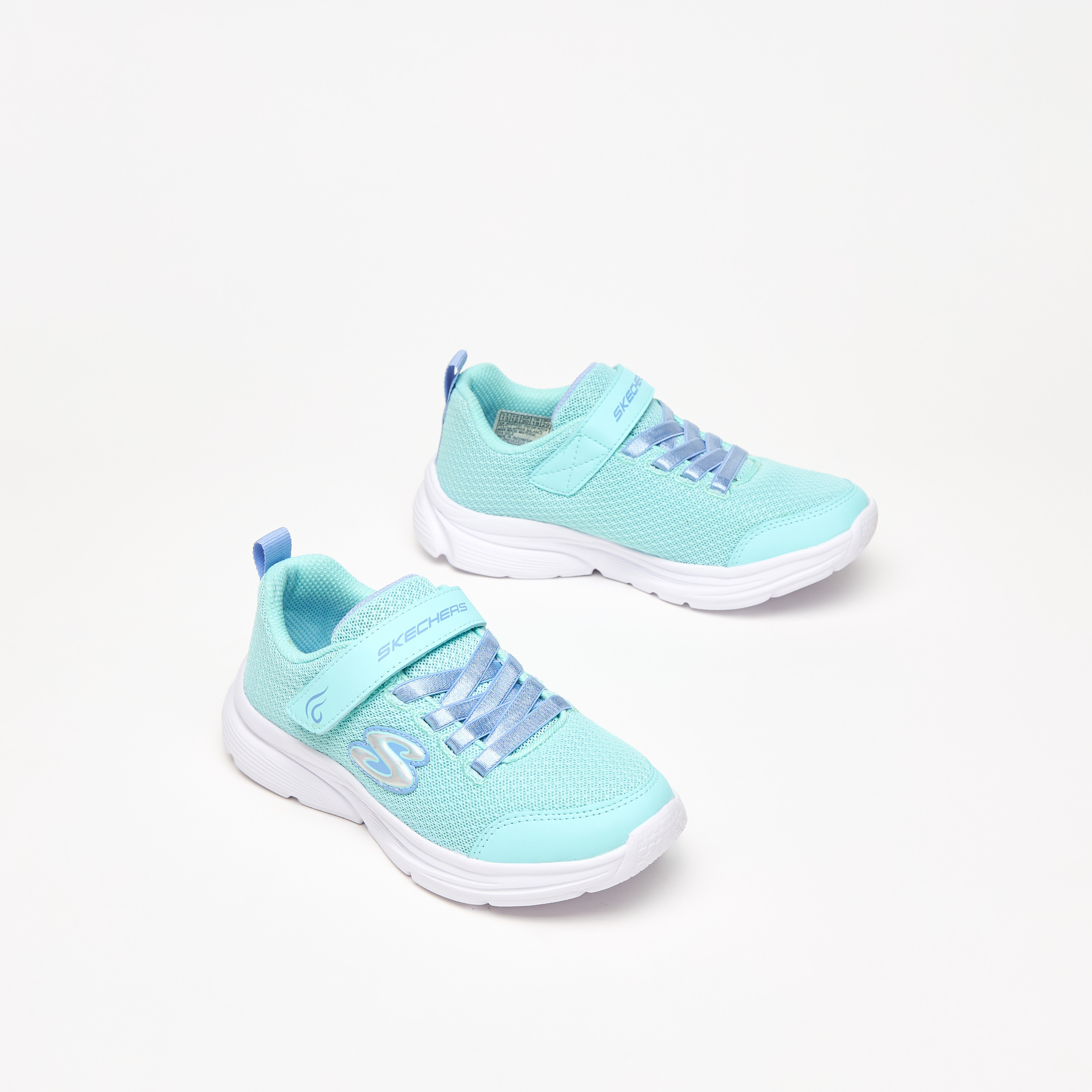 Skechers Wavy Lites Girls Memory Foam Low Ankle Sneakers 303522L-AQUA | OE-girls-shoes-sneakers-image-1