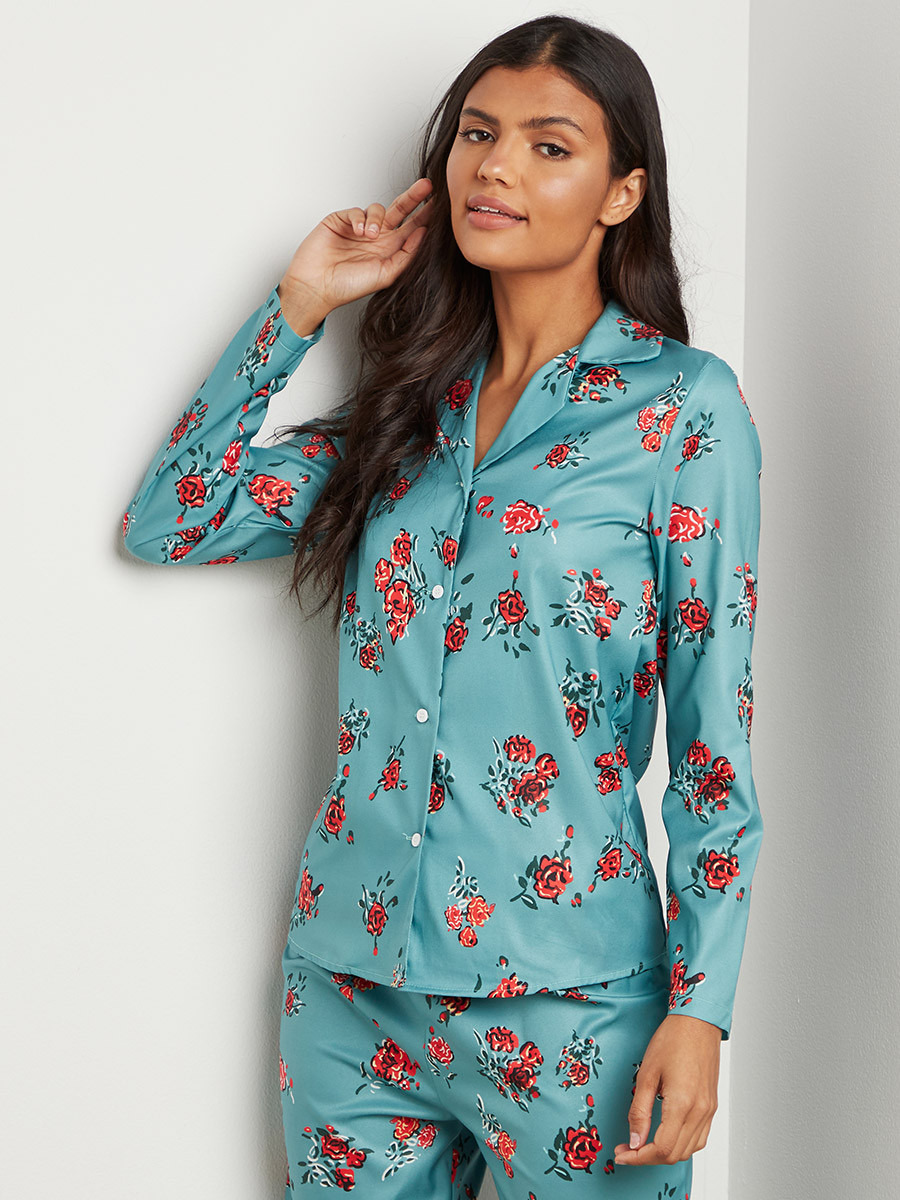 مجموعة من قميص مطبوع وبنطلون بيجاما من ستايلي-women-clothing-nightwear-pyjamas-bottoms-image-2
