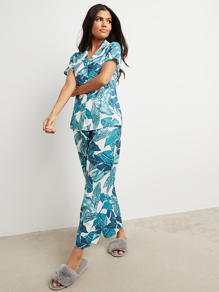 Styli Tropical Print Shirt and Pyjama Set-women-clothing-nightwear-pyjamas-longsets-image-1