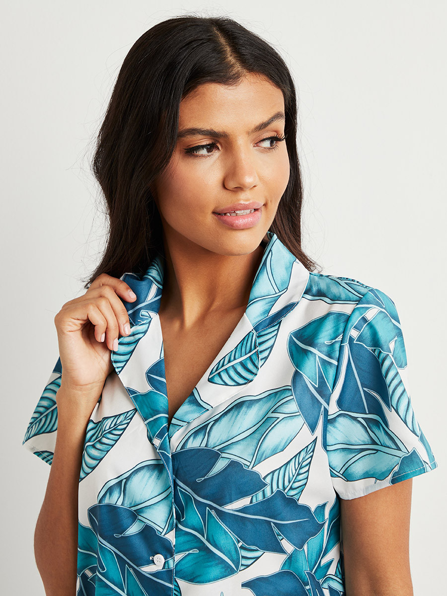 Styli Tropical Print Shirt and Pyjama Set-women-clothing-nightwear-pyjamas-longsets-image-4