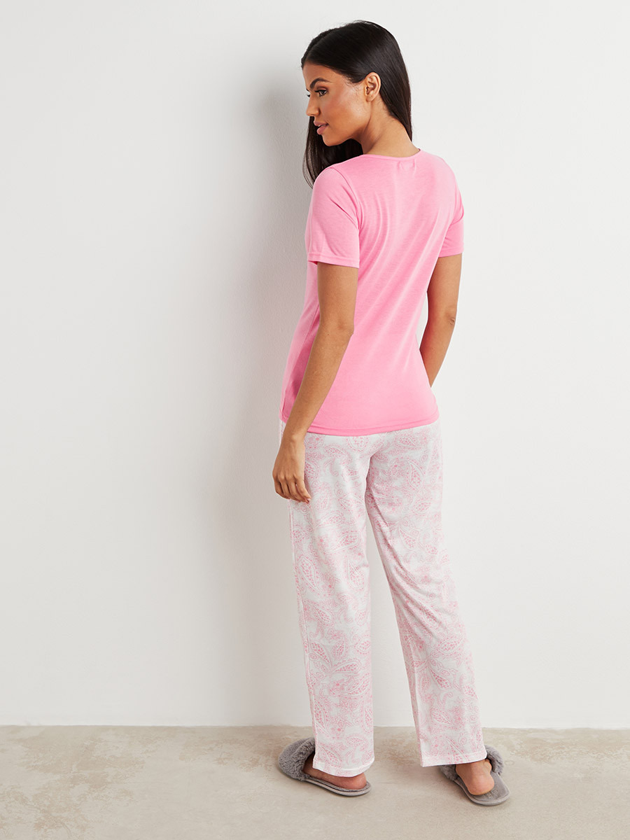مجموعة من تيشيرت سادة وبنطلون بيجاما من ستايلي-women-clothing-nightwear-pyjamas-longsets-image-5