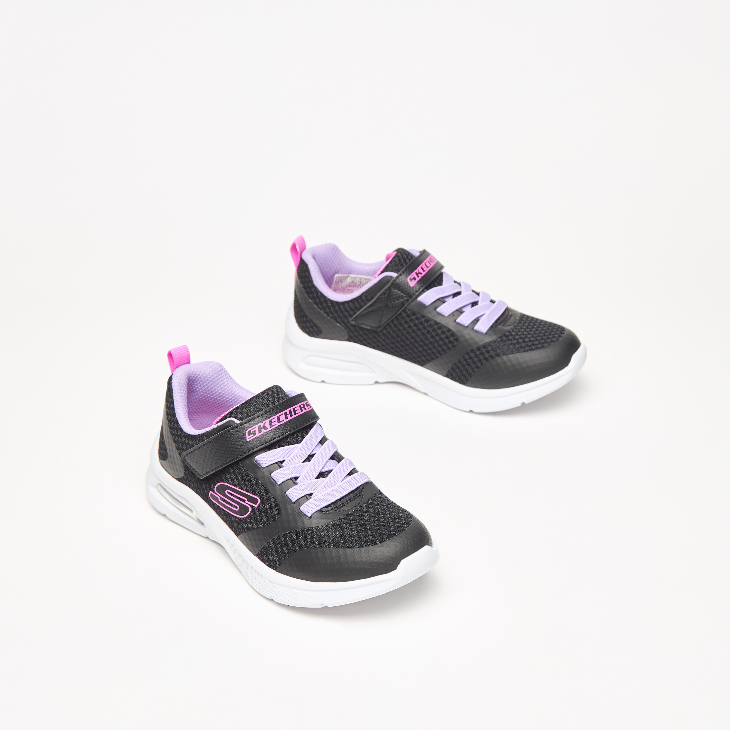 Skechers Microspec Max Girls Memory Foam Low Ankle Sneakers 303543L-BKLV | OE-girls-shoes-sneakers-image-1