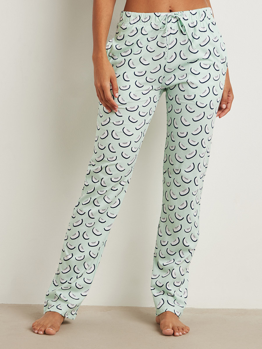 Styli Cotton Good Vibes Slogan Printed T-shirt and Pyjama Set-women-clothing-nightwear-pyjamas-longsets-image-4