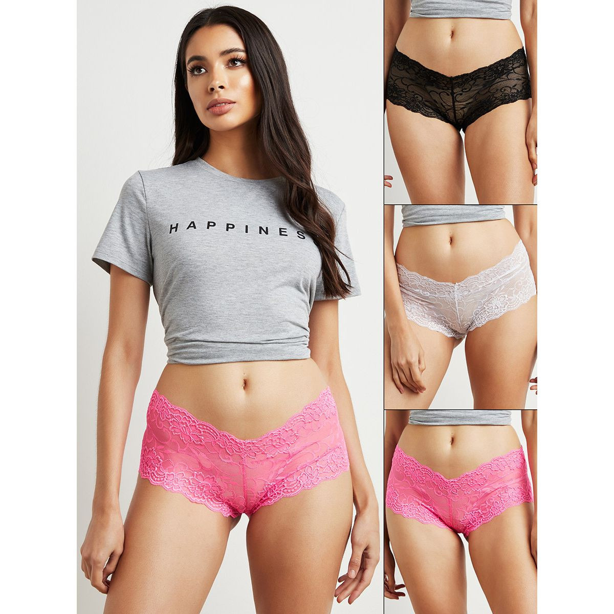 Styli Pack of 3 - Lace French Knickers Shorts-women-clothing-lingerie-panties-image-1