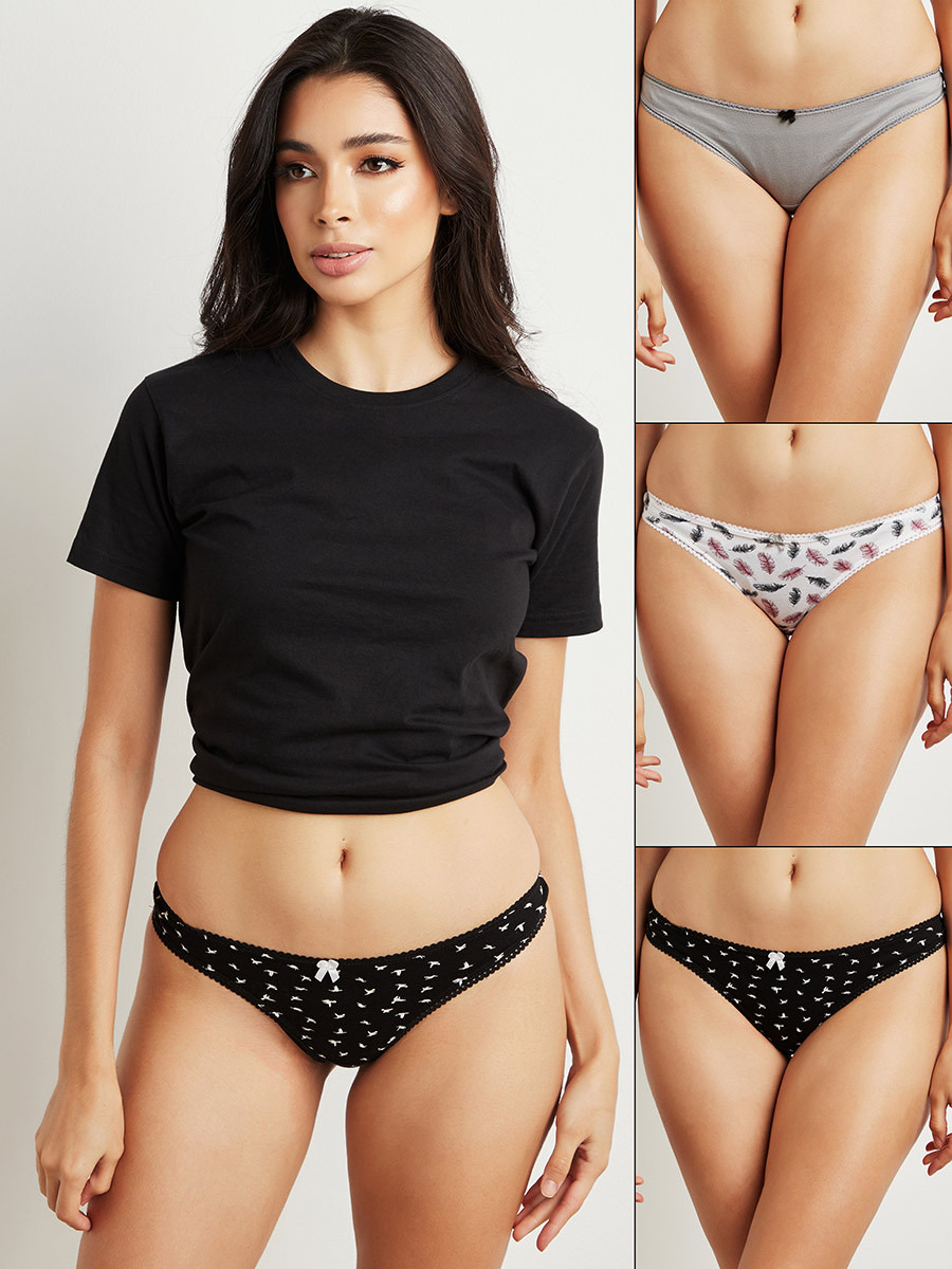 مجموعة من 3 سروال داخلي ثونج مطبوع من ستايلي-women-clothing-lingerie-panties-image-1