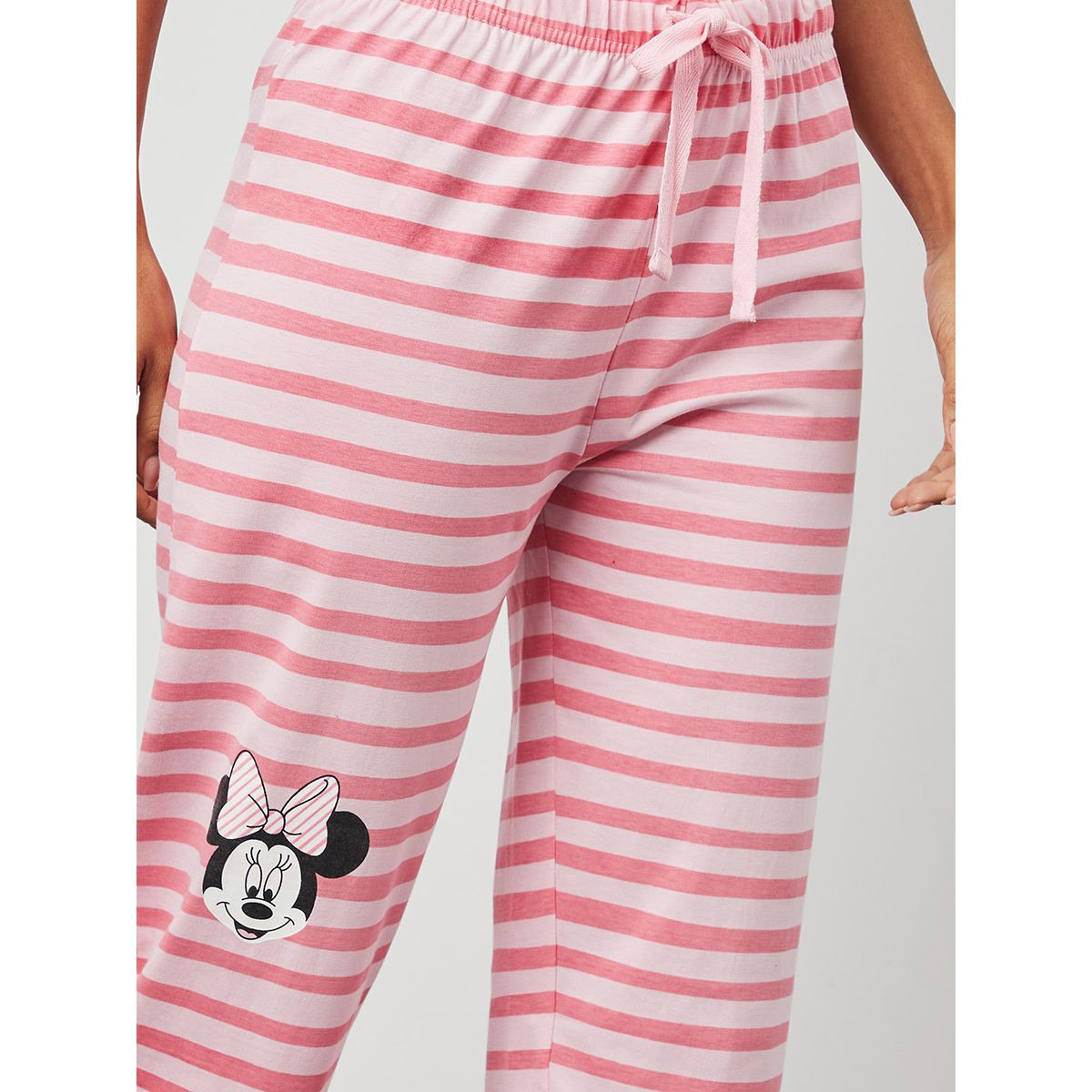 Styli Disney Minnie Print T-shirt and Striped Pyjama Set-women-clothing-nightwear-pyjamas-longsets-image-5