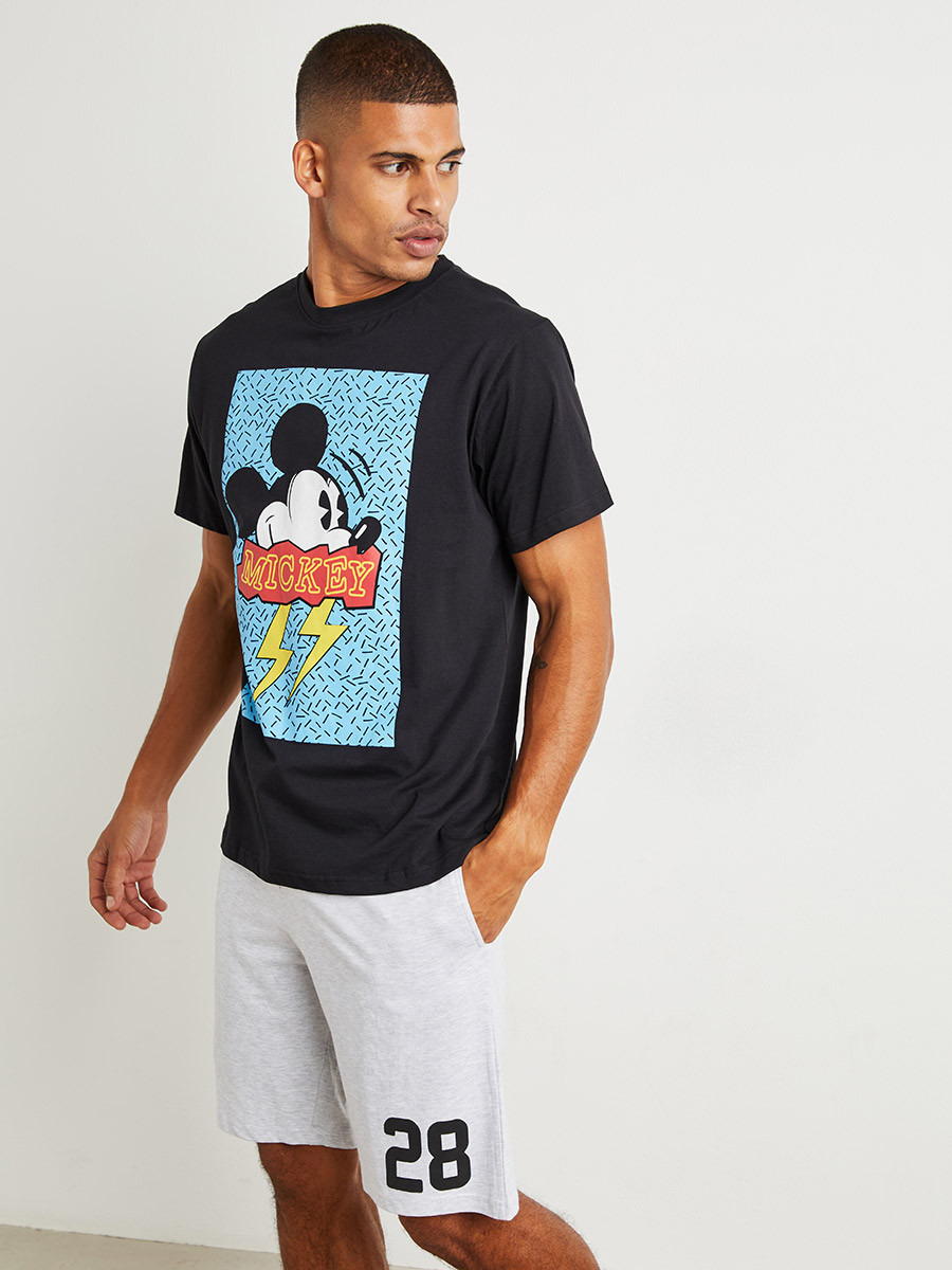 Disney Mickey Mouse T-shirt and Short Set-men-clothing-nightwear-tshirts-image-1