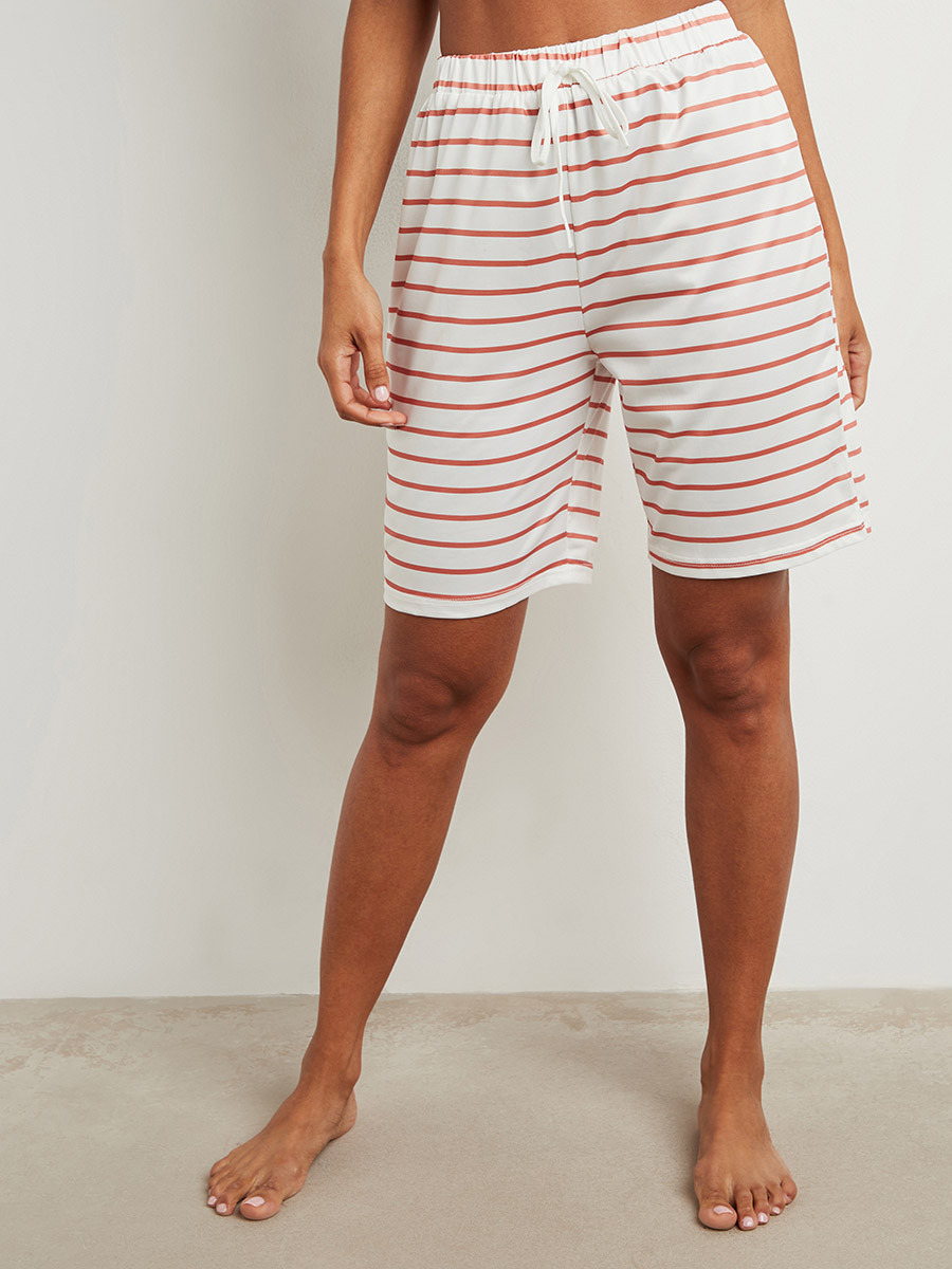 مجموعة من تيشيرت سادة وشورت مخطط من ستايلي-women-clothing-nightwear-pyjamas-longsets-image-3