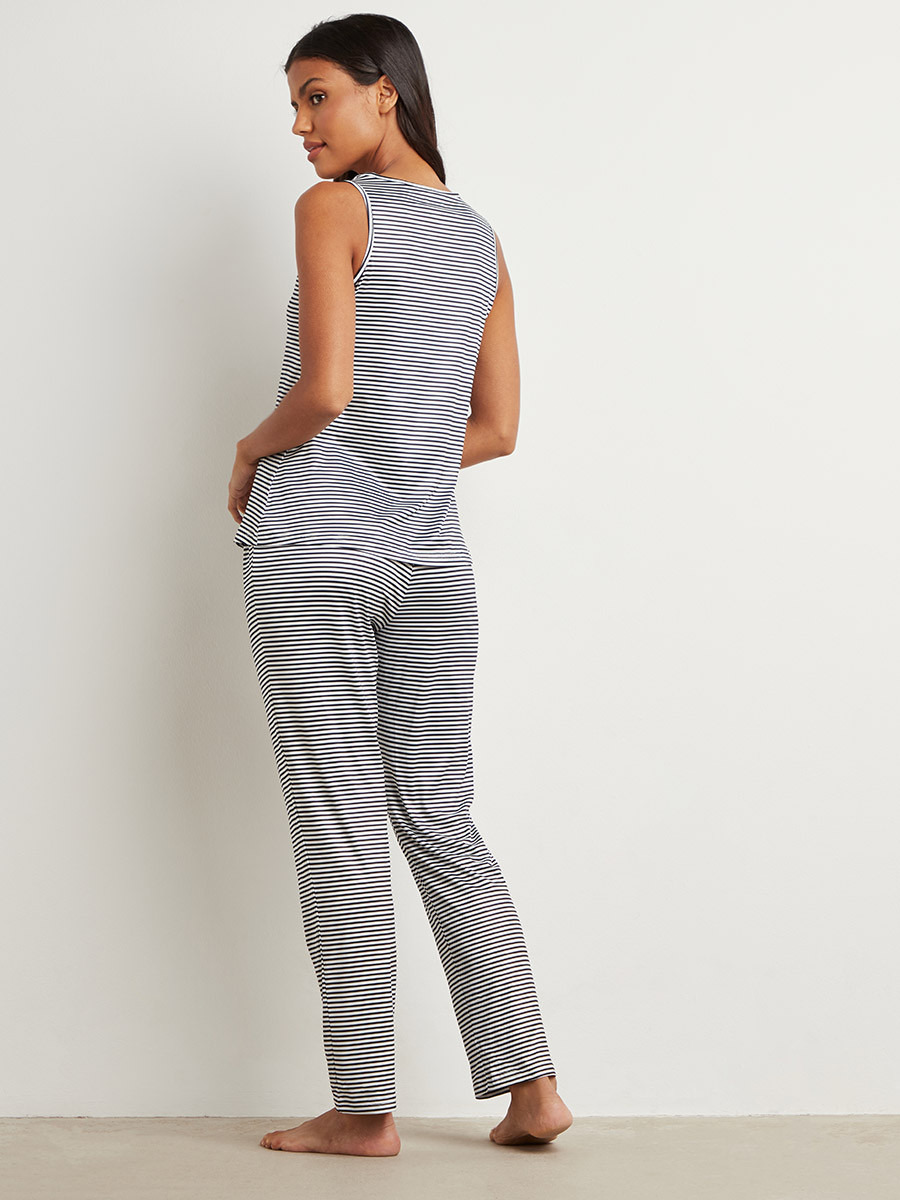 مجموعة من بلوزة مخططة وبنطلون بيجاما من ستايلي-women-clothing-nightwear-pyjamas-longsets-image-2