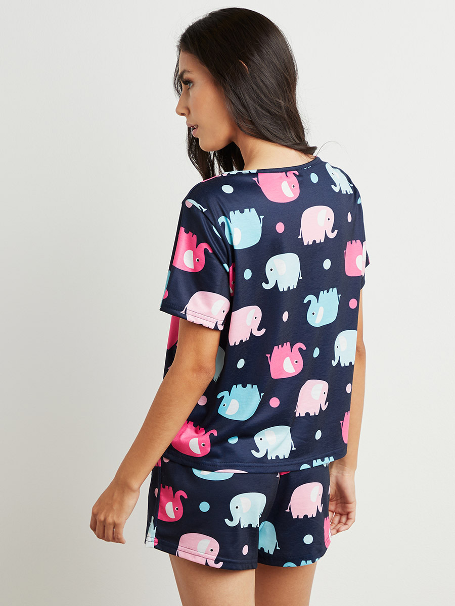 مجموعة من تيشيرت وشورت مطبوع من ستايلي-women-clothing-nightwear-pyjamas-bottoms-image-3