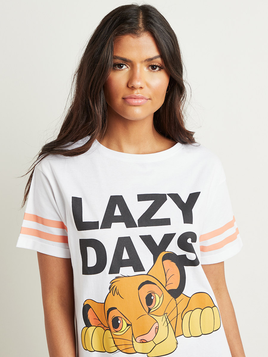 Cotton Disney Lion King Lazy Days Printed Sleep T-shirt Dress-women-clothing-nightwear-nighties-image-3