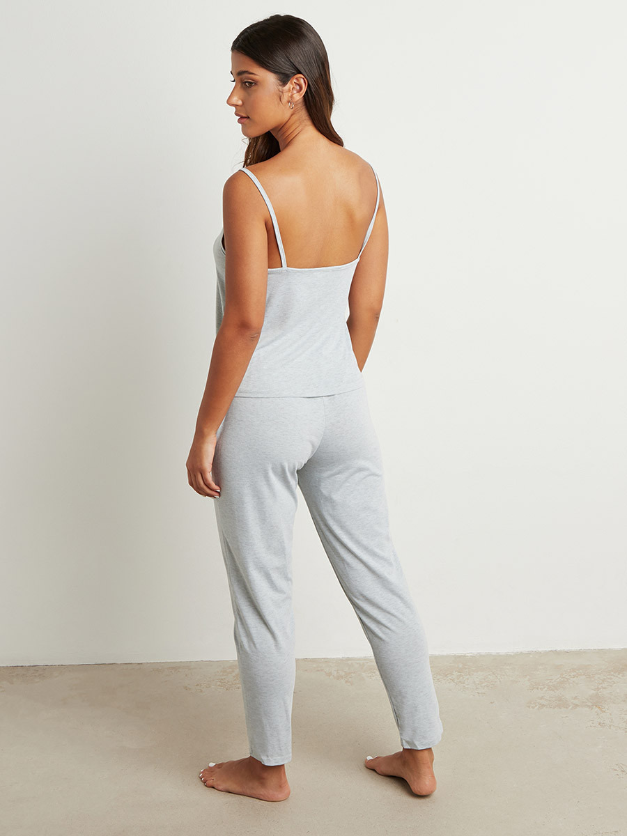 Styli Contrast Lace Detail Cami and Pyjama Set-women-clothing-nightwear-pyjamas-longsets-image-5