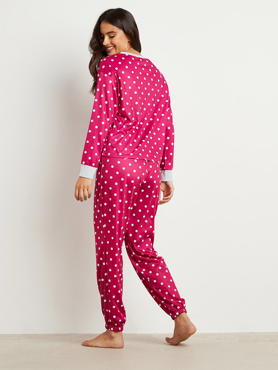 مجموعة من تيشيرت بأكمام طويلة وبنطلون بيجاما من ستايلي-women-clothing-nightwear-pyjamas-bottoms-image-4