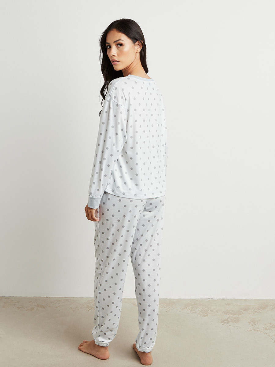مجموعة من تيشيرت منقط وبنطلون بيجاما من ستايلي-women-clothing-nightwear-pyjamas-longsets-image-3