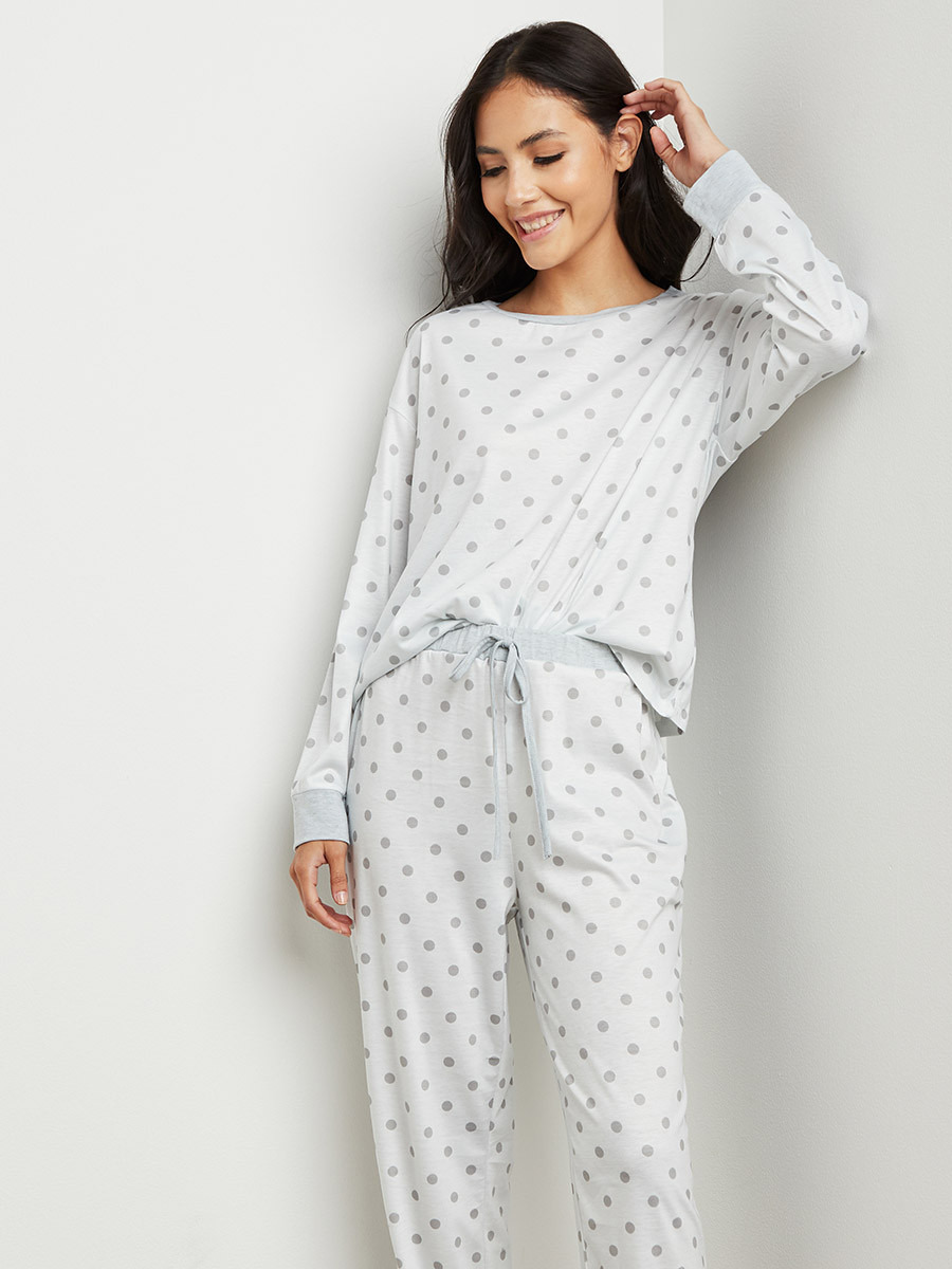 مجموعة من تيشيرت منقط وبنطلون بيجاما من ستايلي-women-clothing-nightwear-pyjamas-longsets-image-4