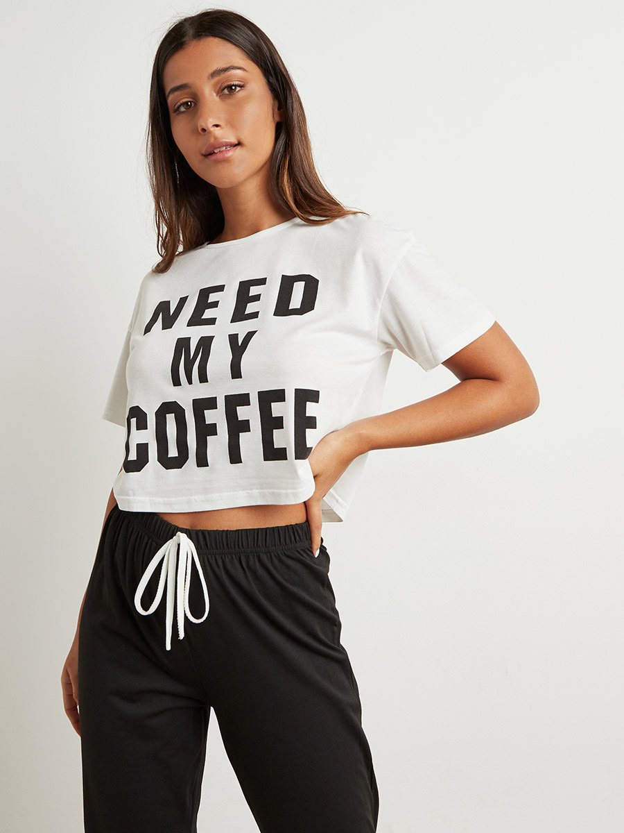 مجموعة من تيشيرت مطبوع وبنطلون بيجاما من ستايلي-women-clothing-nightwear-pyjamas-longsets-image-4