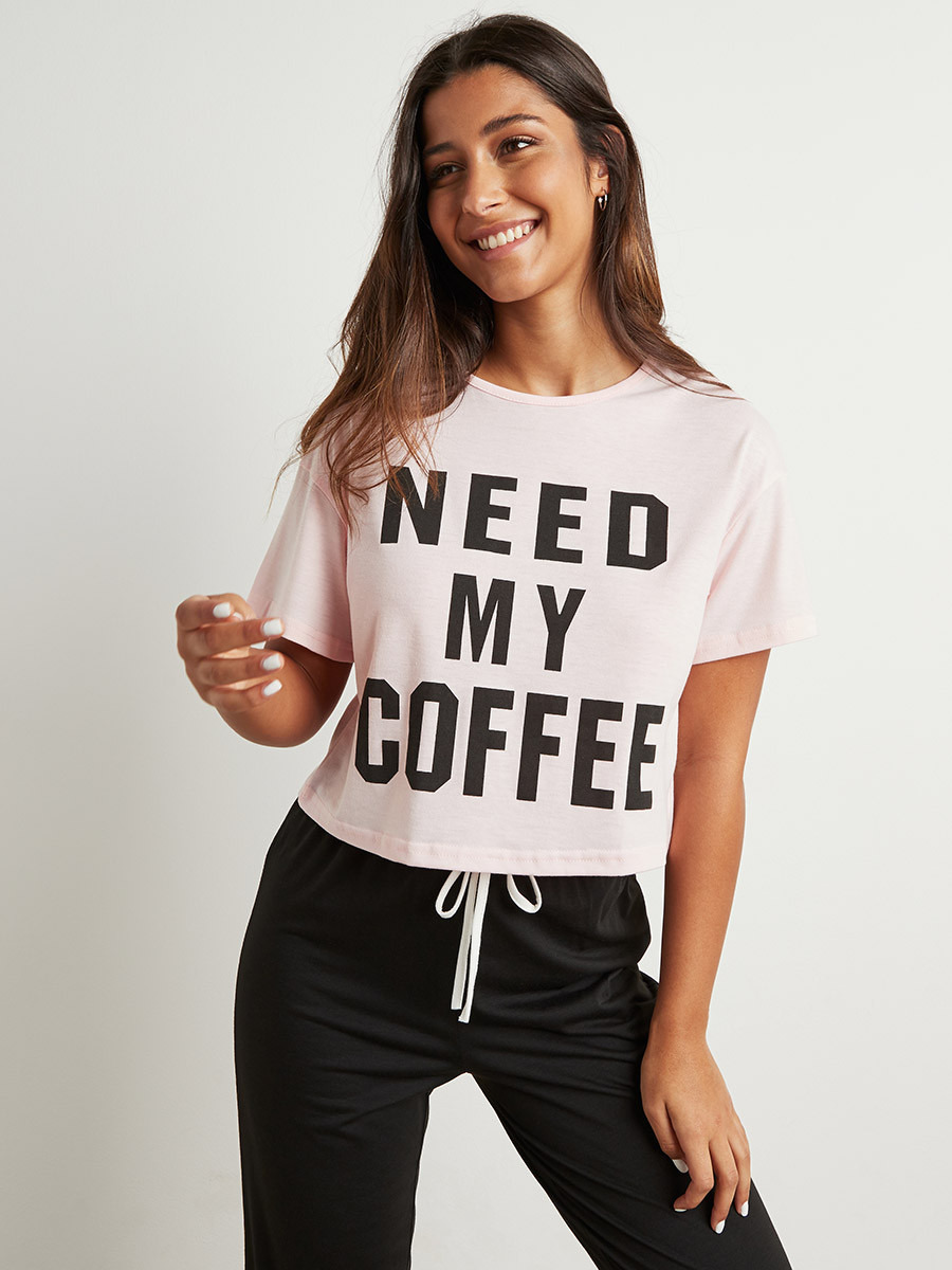 مجموعة من تيشيرت مطبوع وبنطلون بيجاما من ستايلي-women-clothing-nightwear-pyjamas-bottoms-image-2