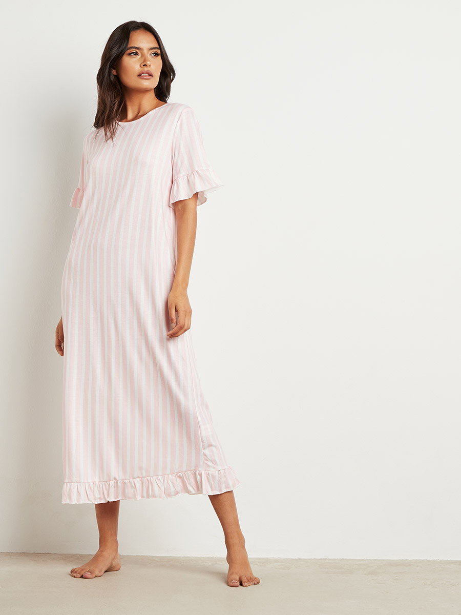 فستان نوم ميدي مخطط من ستايلي-women-clothing-nightwear-nighties-image-1