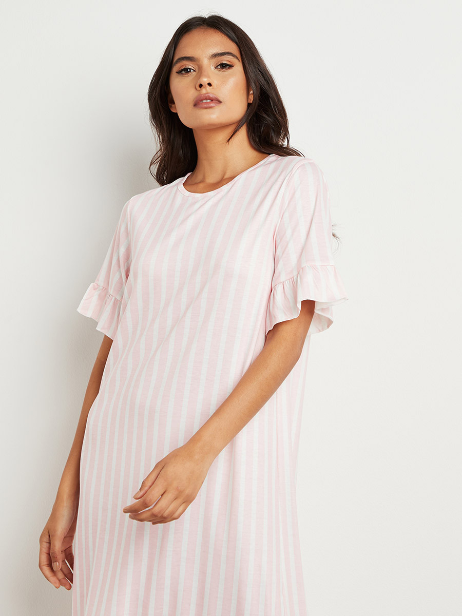 فستان نوم ميدي مخطط من ستايلي-women-clothing-nightwear-nighties-image-2