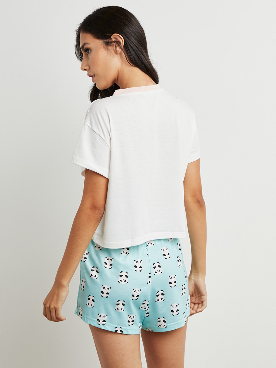 مجموعة من تيشيرت مطبوع وشورت من ستايلي-women-clothing-nightwear-pyjamas-bottoms-image-5