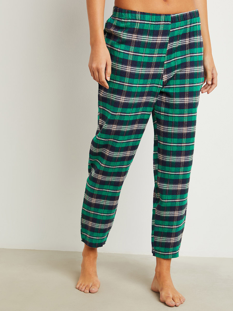 Styli Plain Short Sleeves T-shirt and Checked Pyjama Set-women-clothing-nightwear-pyjamas-bottoms-image-4