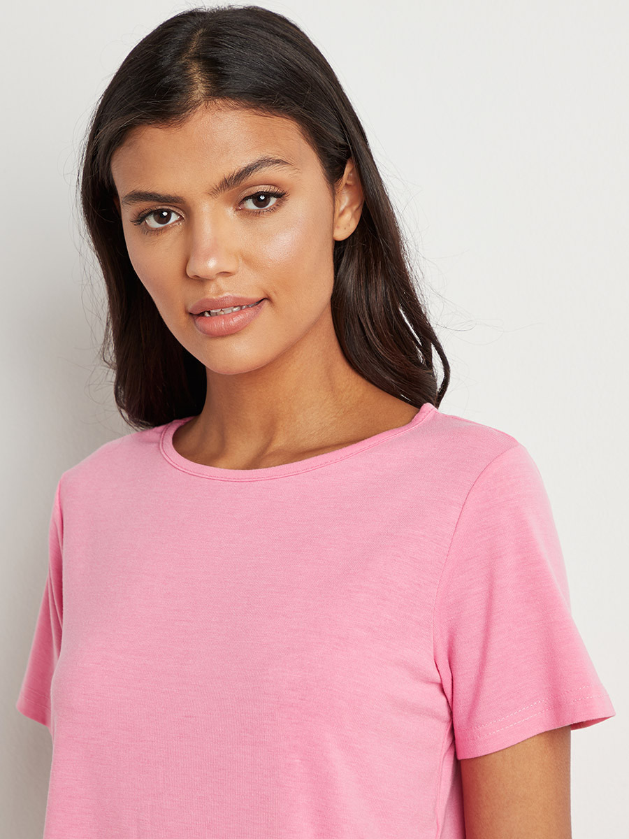 Styli Plain Short Sleeves T-shirt and Checked Shorts Set-women-clothing-nightwear-pyjamas-longsets-image-4