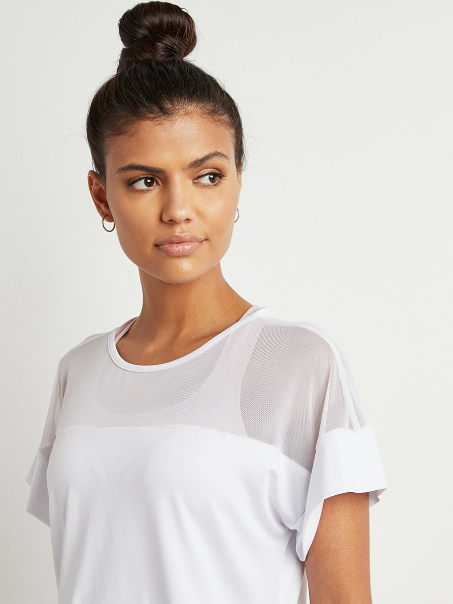 Styli Mesh Panel Detail Activewear T-shirt-sports-women-clothing-tshirtsandvests-image-3