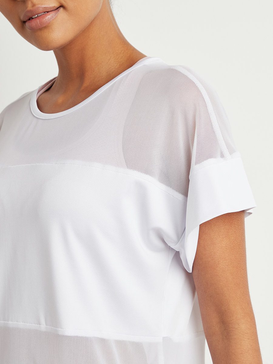 Styli Mesh Panel Detail Activewear T-shirt-sports-women-clothing-tshirtsandvests-image-5