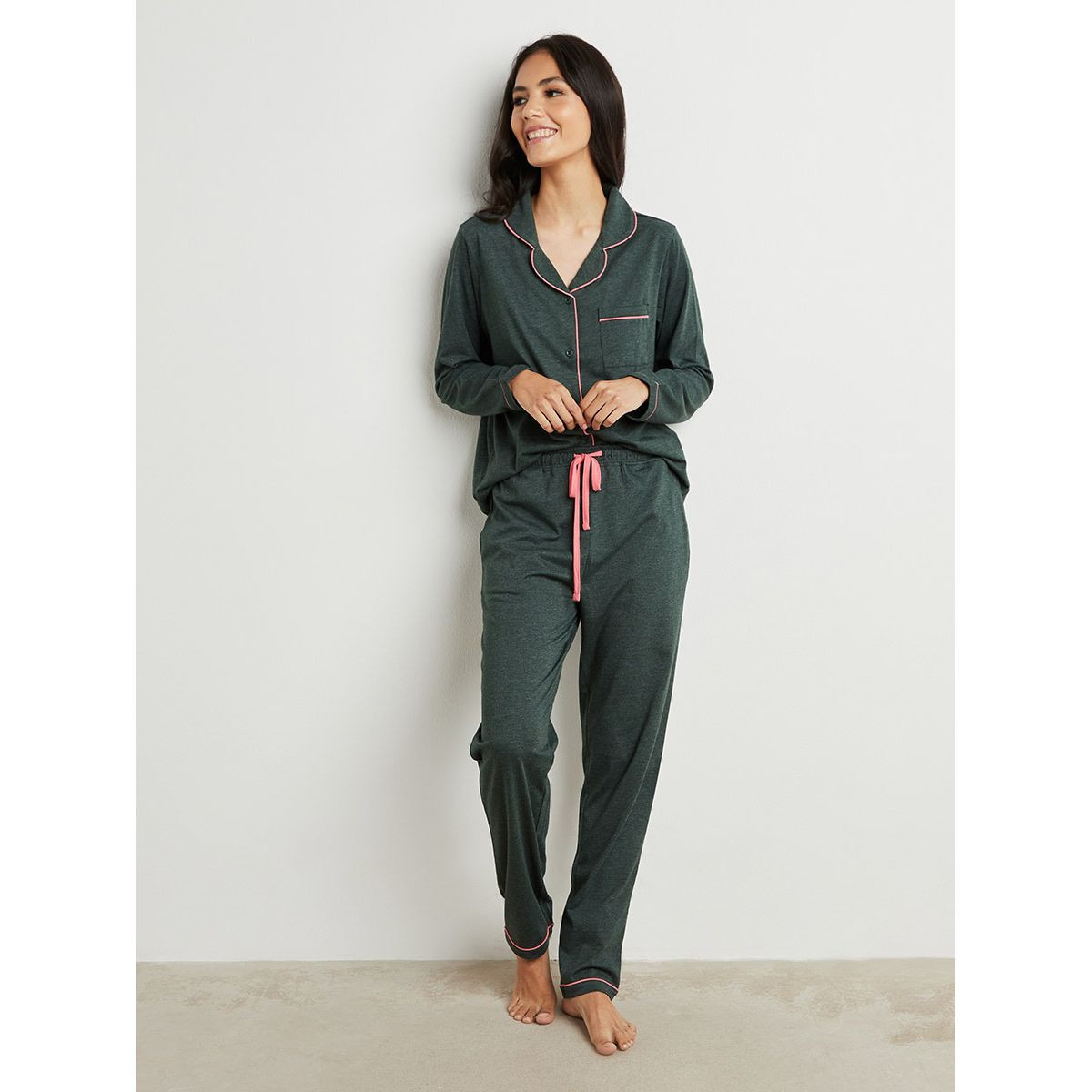 مجموعة من قميص وبنطلون بيجاما من ستايلي-women-clothing-nightwear-pyjamas-longsets-image-1