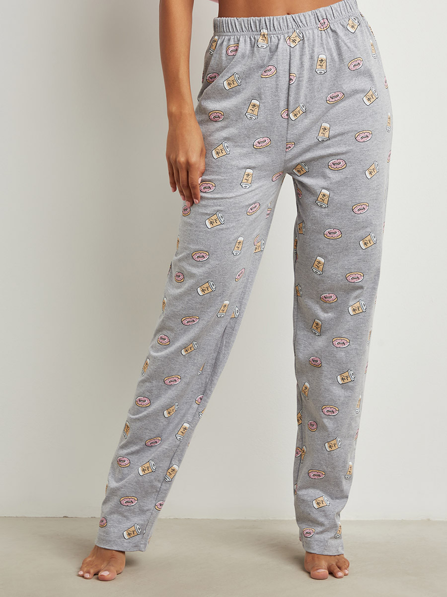 مجموعة من تيشيرت مطبوع وبنطلون بيجاما-women-clothing-nightwear-pyjamas-bottoms-image-4