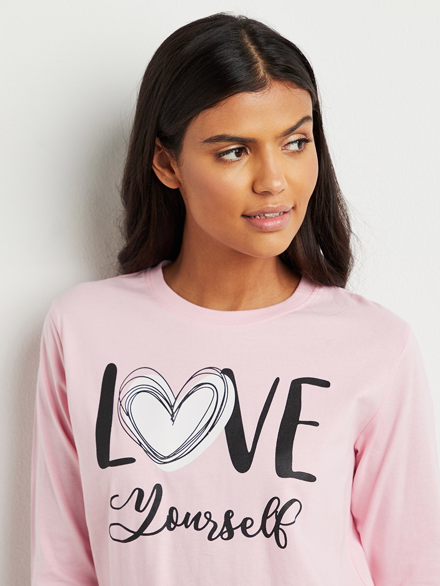 مجموعة من تيشيرت مطبوع وبنطلون بيجاما-women-clothing-nightwear-pyjamas-longsets-image-5