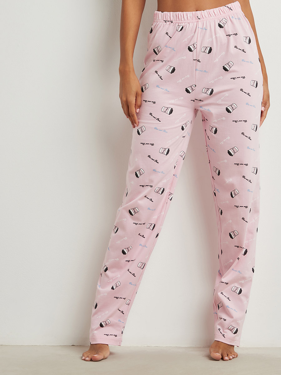 Cotton Rise and Shine Printed T-shirt and Pyjama Set-women-clothing-nightwear-pyjamas-bottoms-image-3