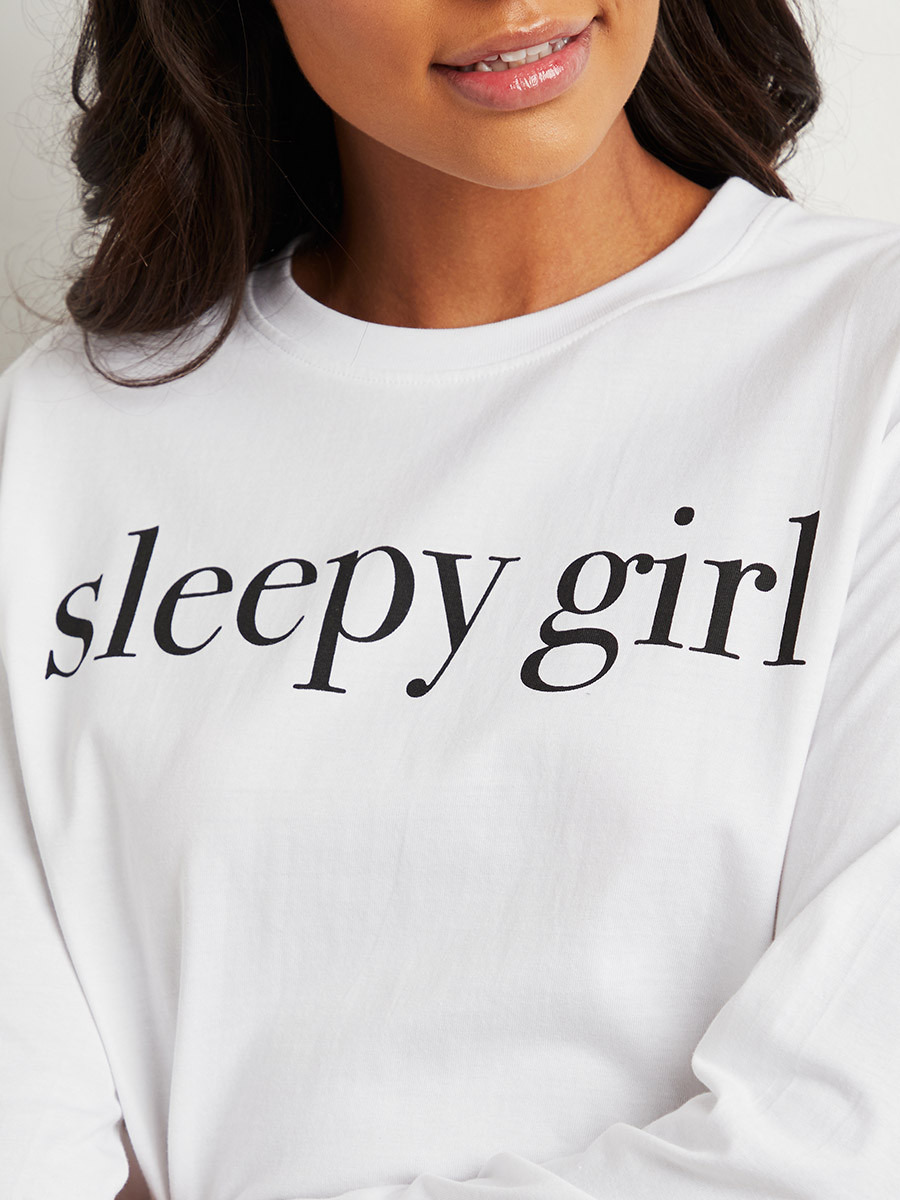Cotton Sleepy Girl Long Sleeves T-shirt and Printed Pyjama Set-women-clothing-nightwear-pyjamas-bottoms-image-4