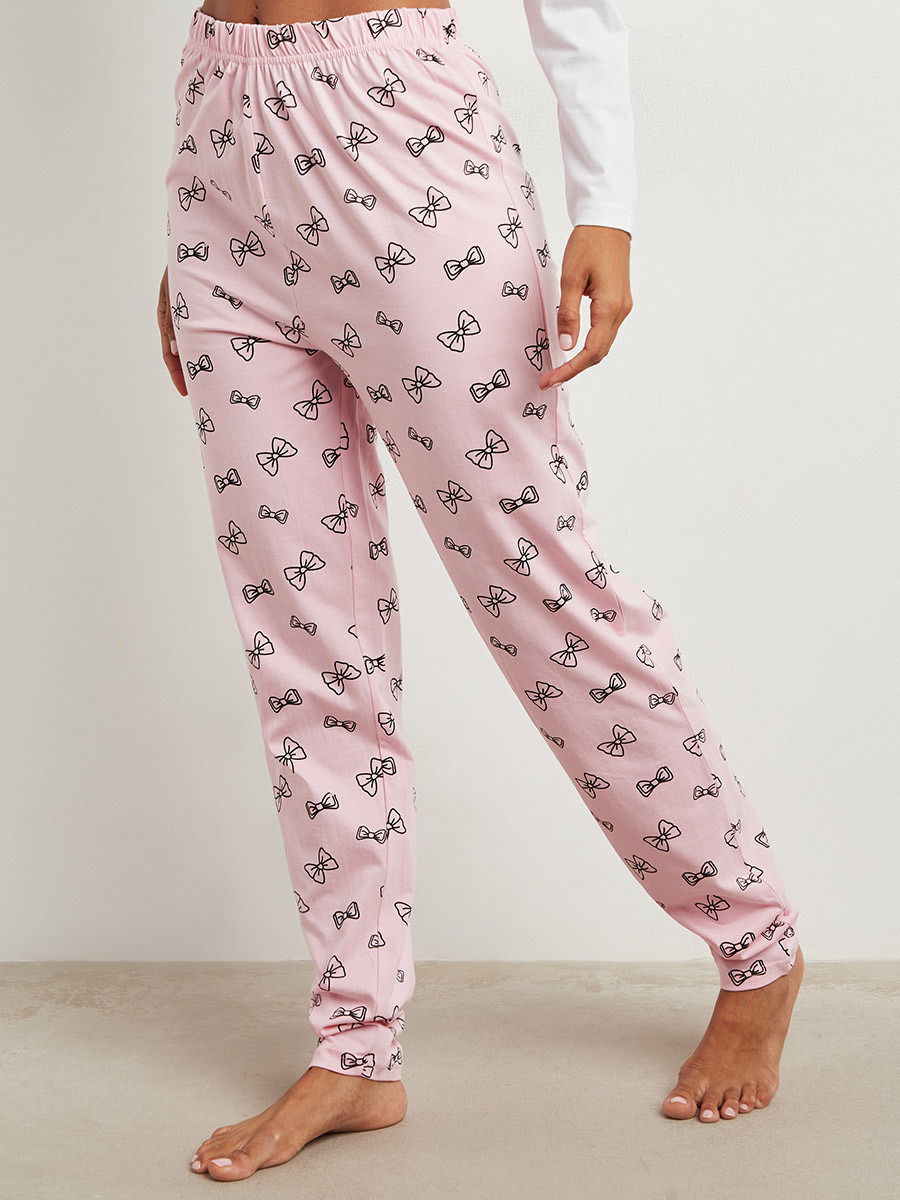 Cotton Sleepy Girl Long Sleeves T-shirt and Printed Pyjama Set-women-clothing-nightwear-pyjamas-bottoms-image-6