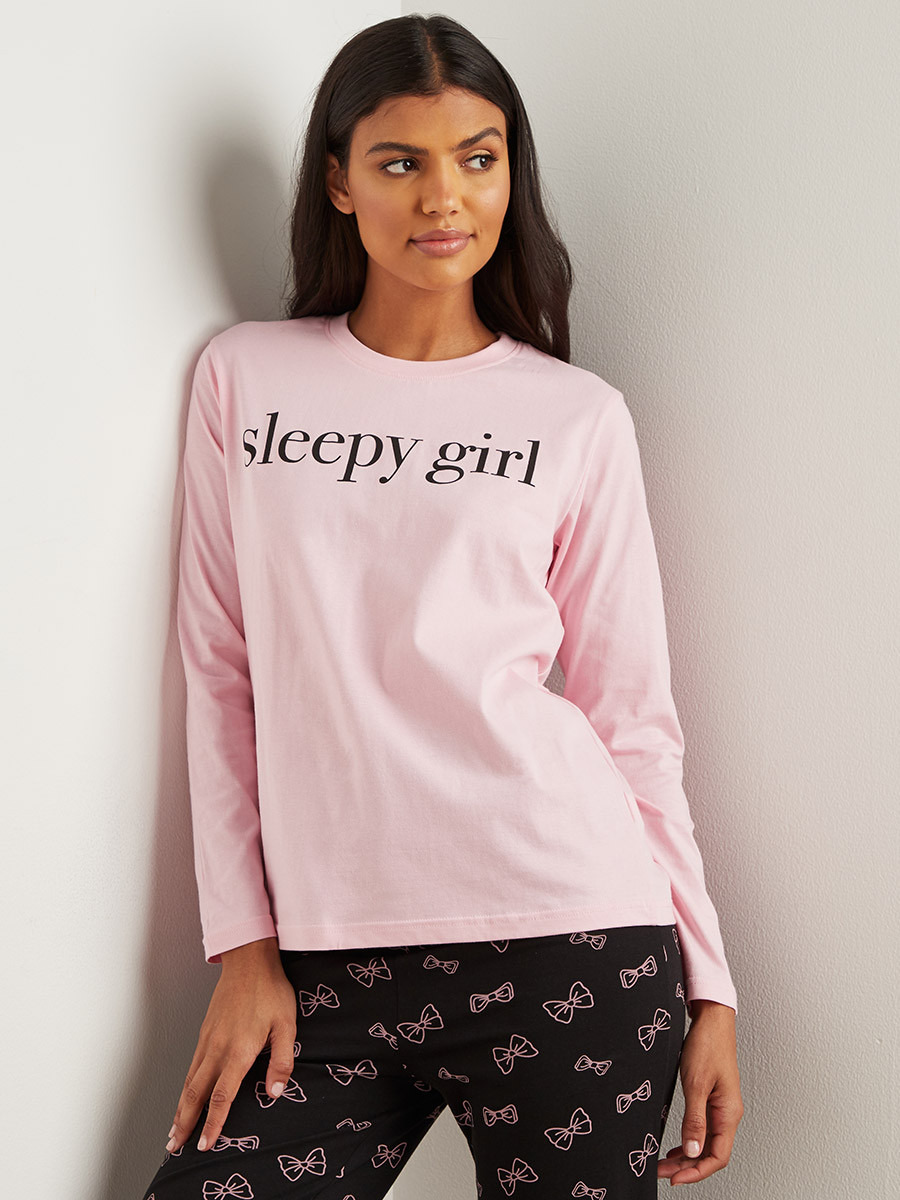 مجموعة من تيشيرت بأكمام طويلة وبنطلون بيجاما-women-clothing-nightwear-pyjamas-bottoms-image-2