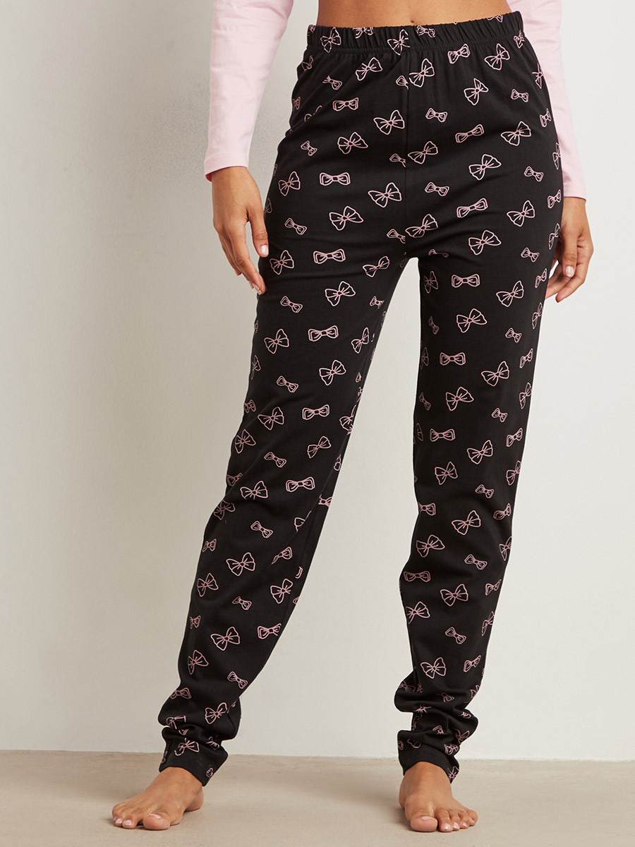 مجموعة من تيشيرت بأكمام طويلة وبنطلون بيجاما-women-clothing-nightwear-pyjamas-bottoms-image-3