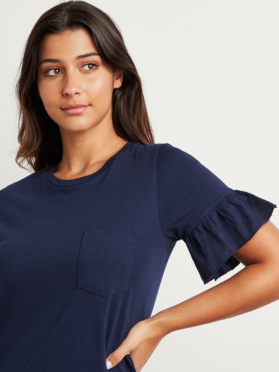 مجموعة من تيشيرت بأكمام كشكش وبنطلون بجاما من ستايلي-women-clothing-nightwear-pyjamas-bottoms-image-4