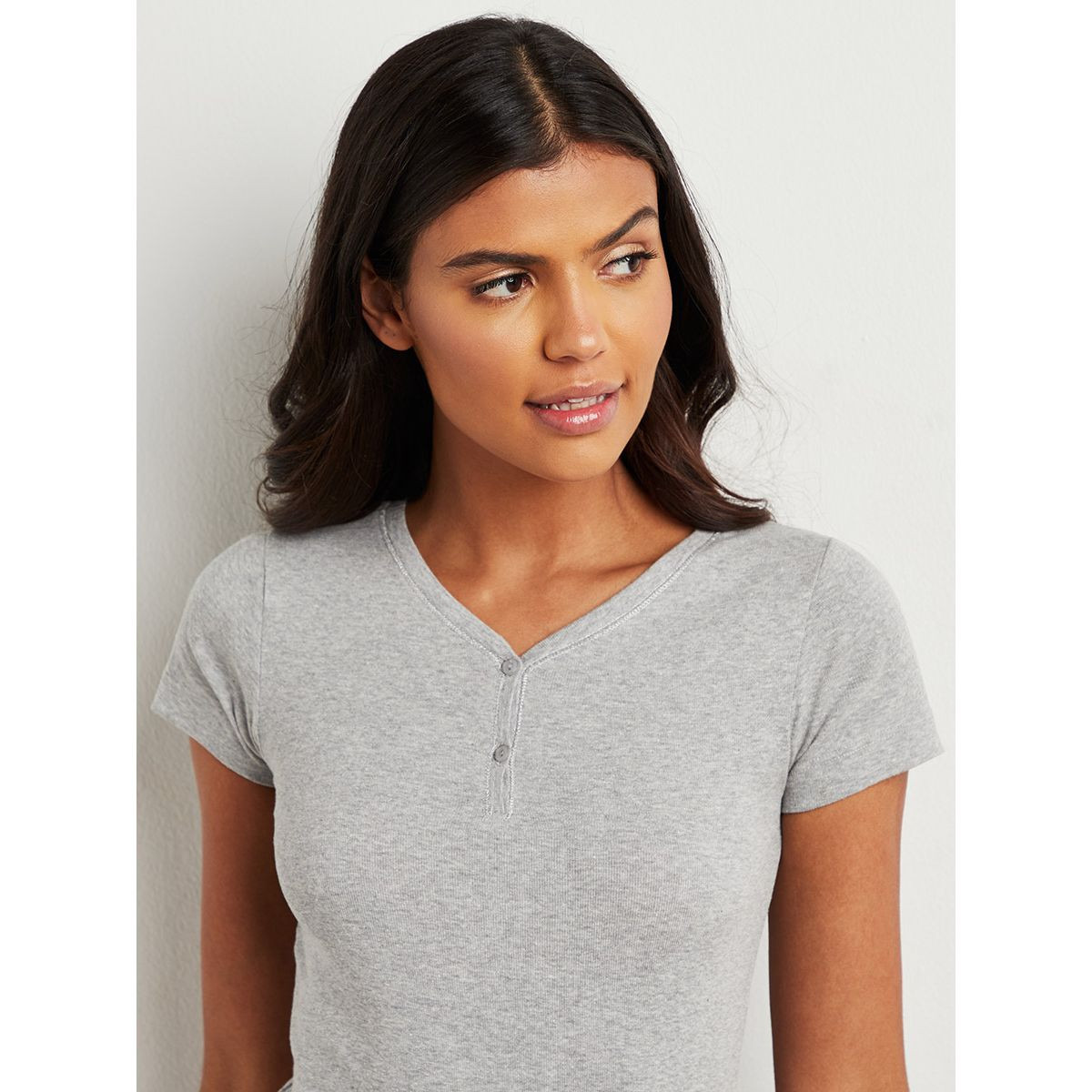 Styli Cotton Henley Short Sleeves T-shirt and Check Cuff Pyjama Set-women-clothing-nightwear-pyjamas-longsets-image-5