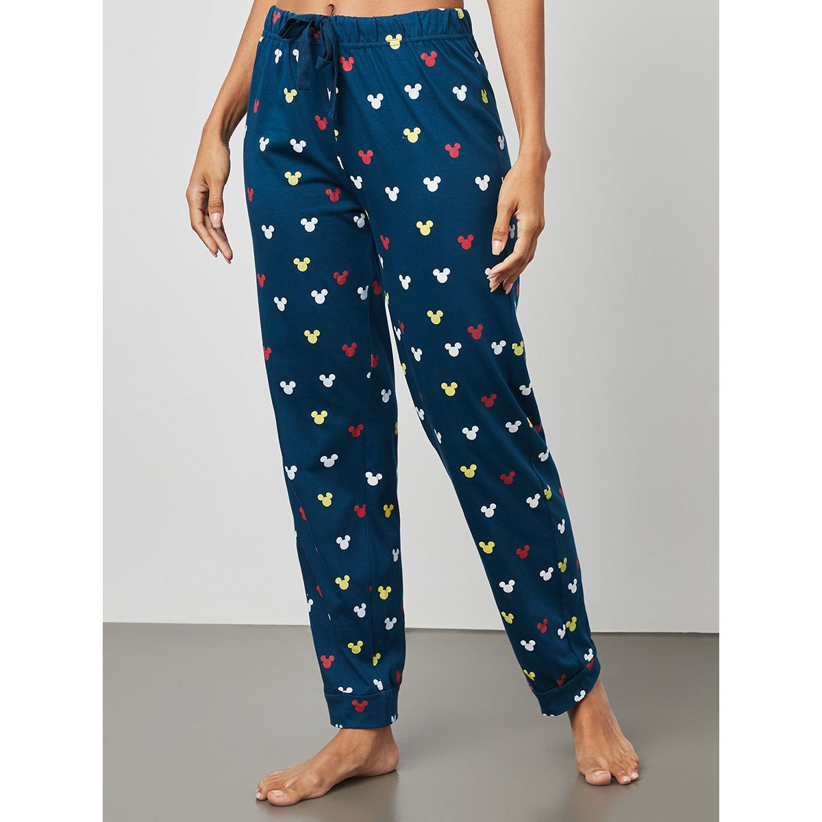 Styli Disney Mickey Print T-shirt and Pyjama Set-women-clothing-nightwear-pyjamas-longsets-image-4