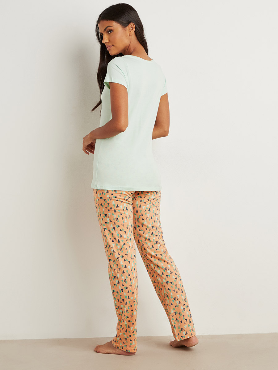 Styli Cotton Weekend Slogan Printed T-shit and Straight Pyjama Set-women-clothing-nightwear-pyjamas-longsets-image-6