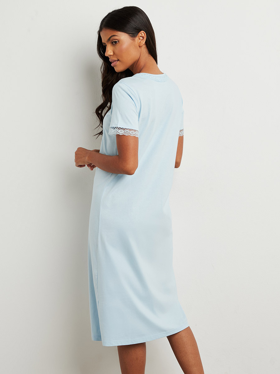 Styli Cotton Lace Trim Floral Pleated Detail Nightie-women-clothing-nightwear-nighties-image-4