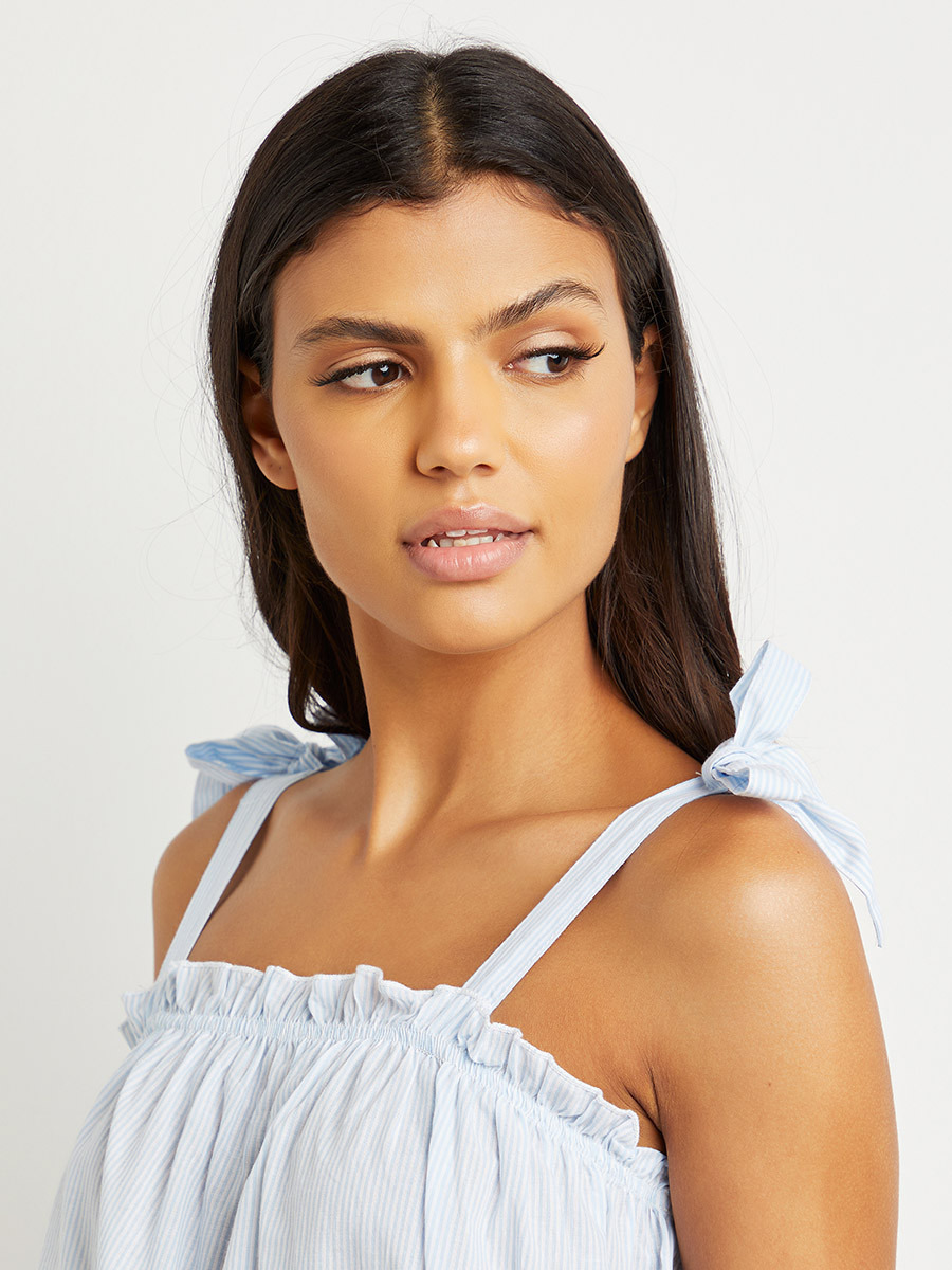 Styli Cotton Tie Shoulder Woven Stripe Cami and Trouser Set-women-clothing-nightwear-pyjamas-bottoms-image-3