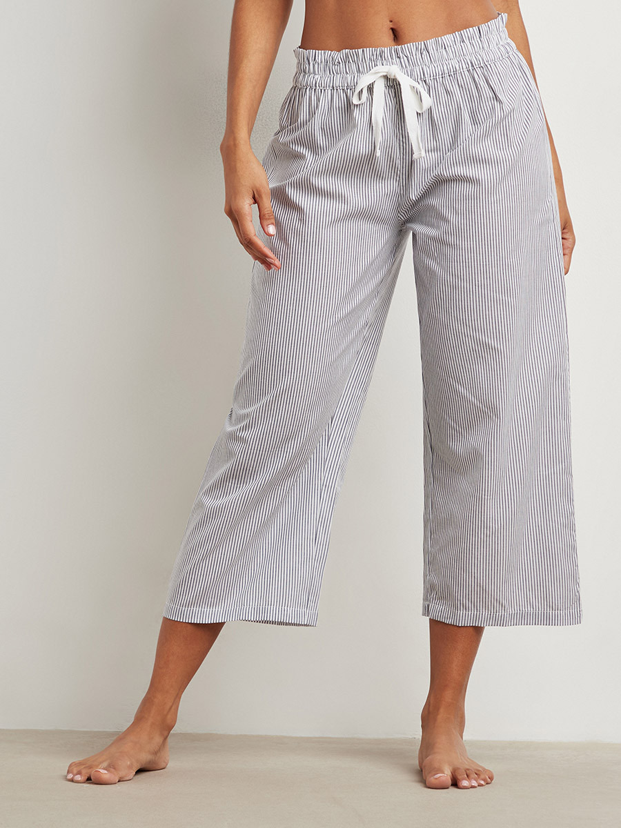 Styli Cotton Ruffle Shoulder Stripe Top and Pyjama Set-women-clothing-nightwear-pyjamas-bottoms-image-3