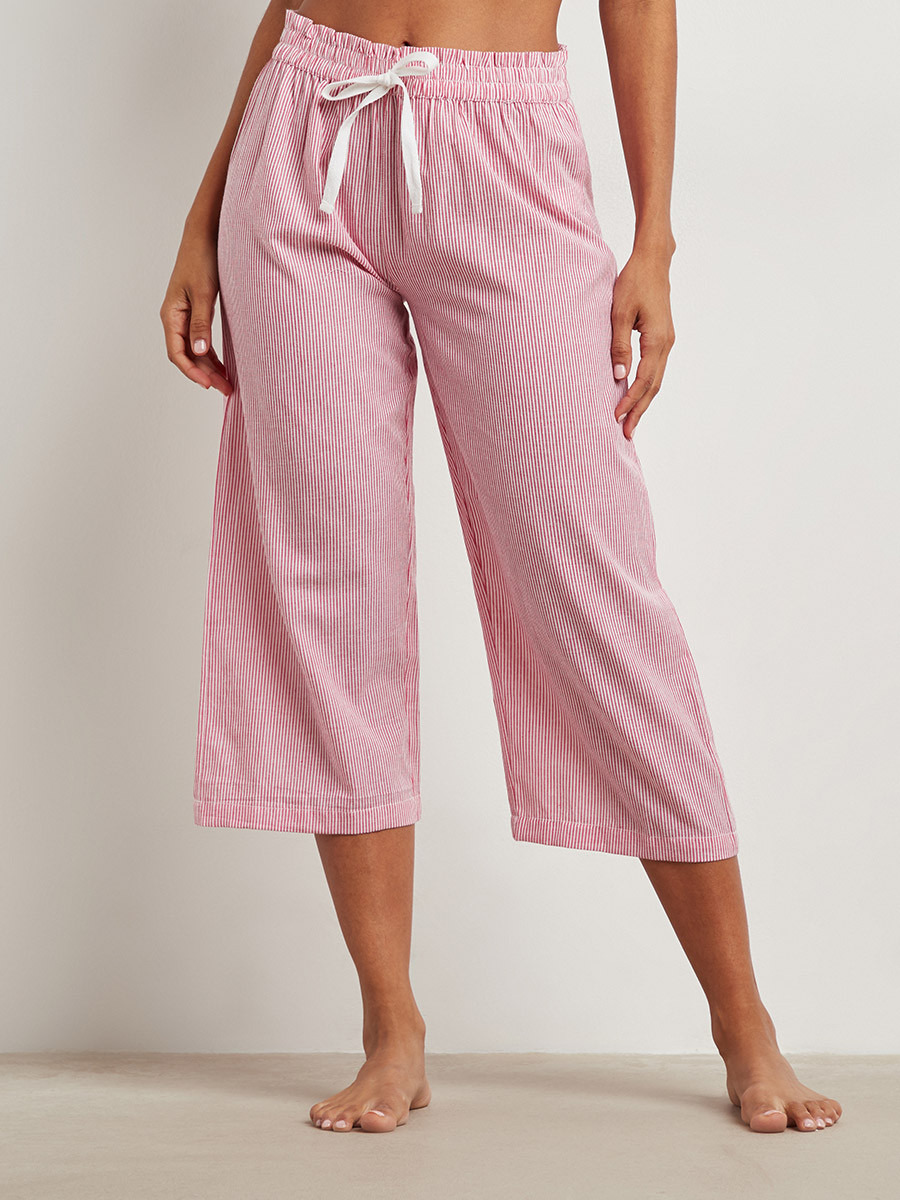 Styli Cotton Ruffle Shoulder Stripe Top and Pyjama Set-women-clothing-nightwear-pyjamas-bottoms-image-3