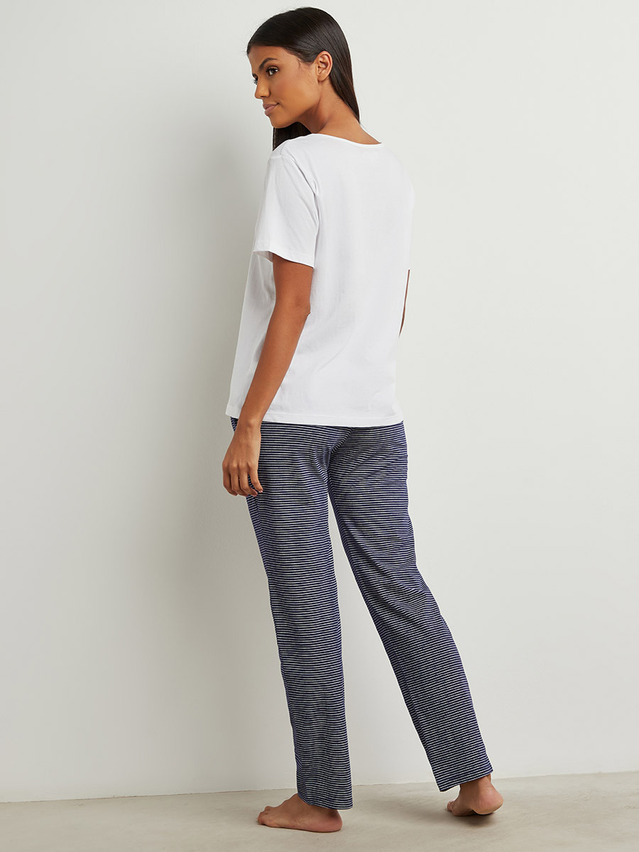 مجموعة من تيشيرت مطبوع وبنطلون بيجاما من ستايلي-women-clothing-nightwear-pyjamas-bottoms-image-3