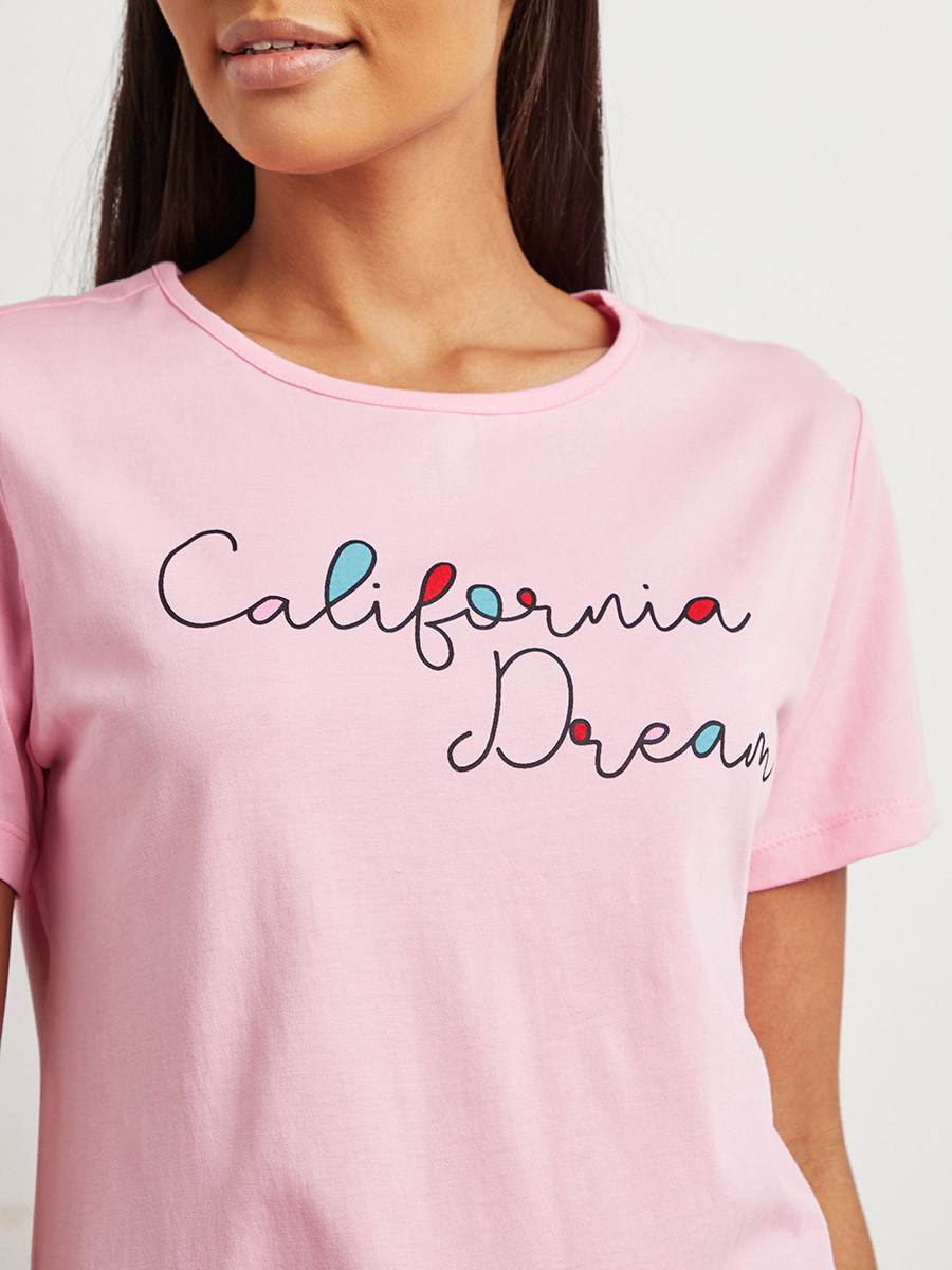 Styli Cotton California Dream Printed T-shirt and Cuff Pyjama Set-women-clothing-nightwear-pyjamas-bottoms-image-3